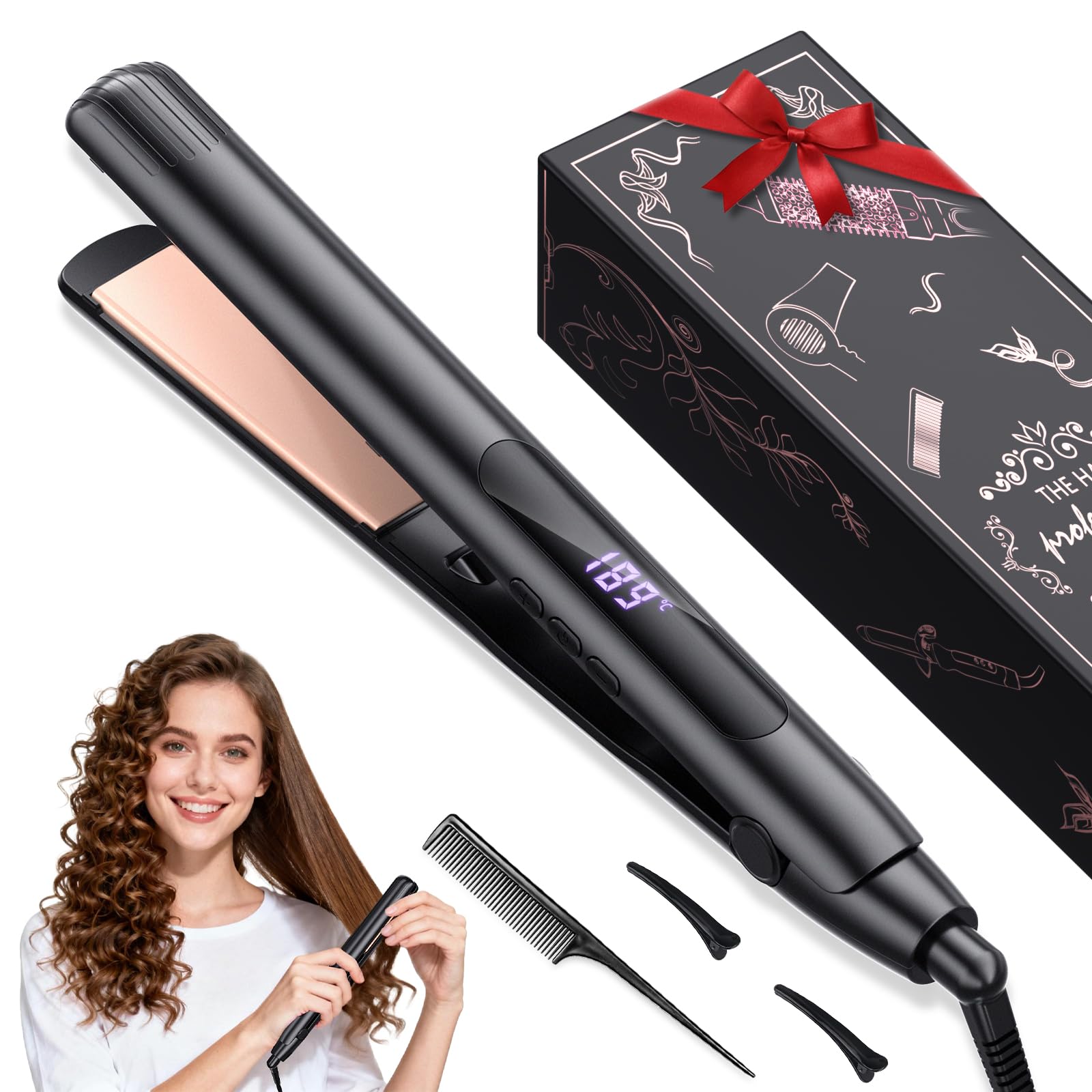 Amazon.com : Hair Straightener, Flat Iron 1 Inch Titanium Ceramic